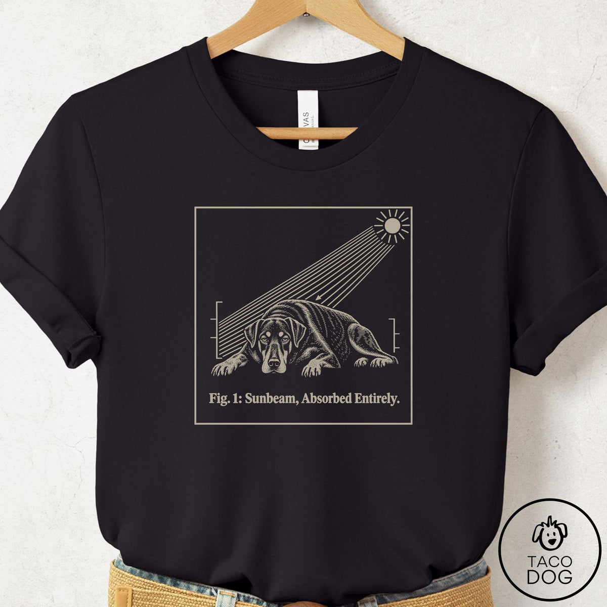 Doberman Sunbeam T-Shirt Black Taco-Dog