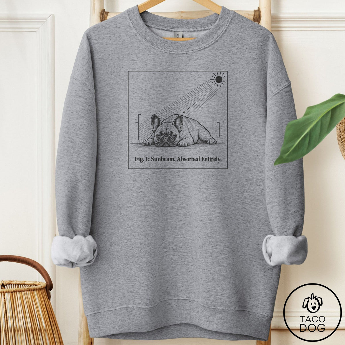 French Bulldog Frenchie Sunbeam Sweatshirt Graphite Heather Taco-Dog