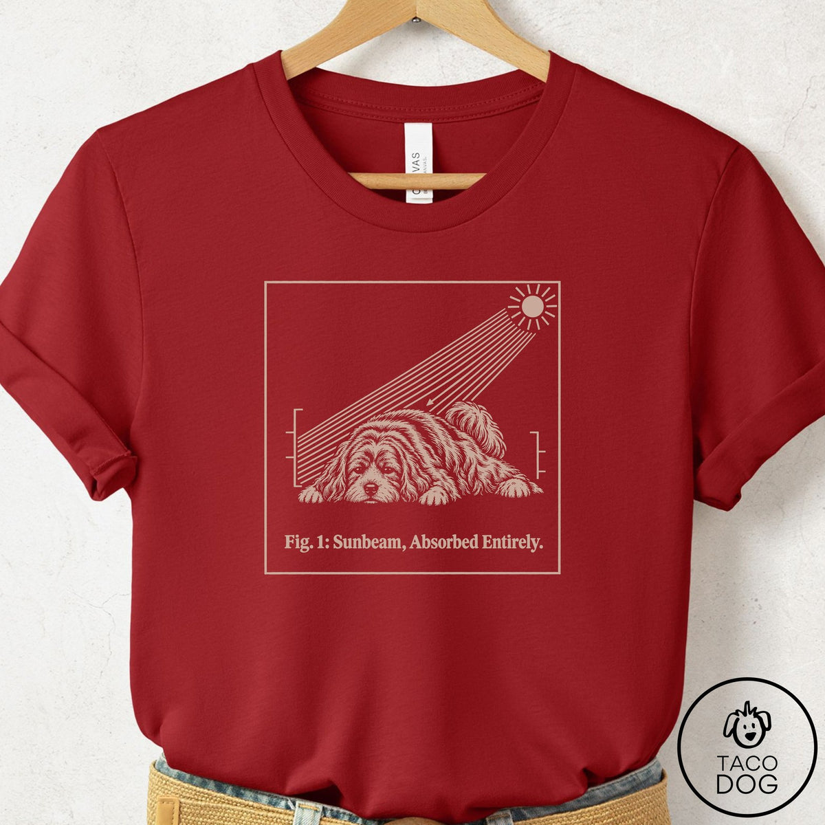 Havanese Sunbeam T-Shirt Canvas Red Taco-Dog