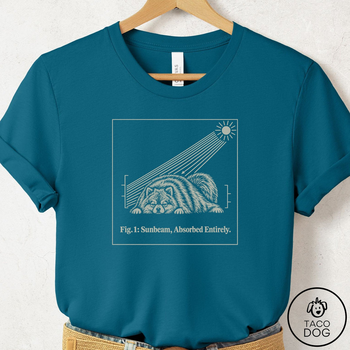 Pomeranian Sunbeam T-Shirt Deep Teal Taco-Dog