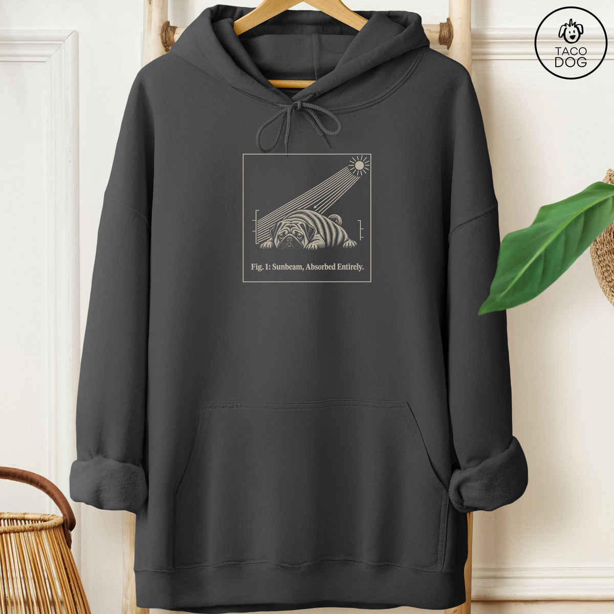 Pug Sunbeam Hoodie Charcoal Taco-Dog