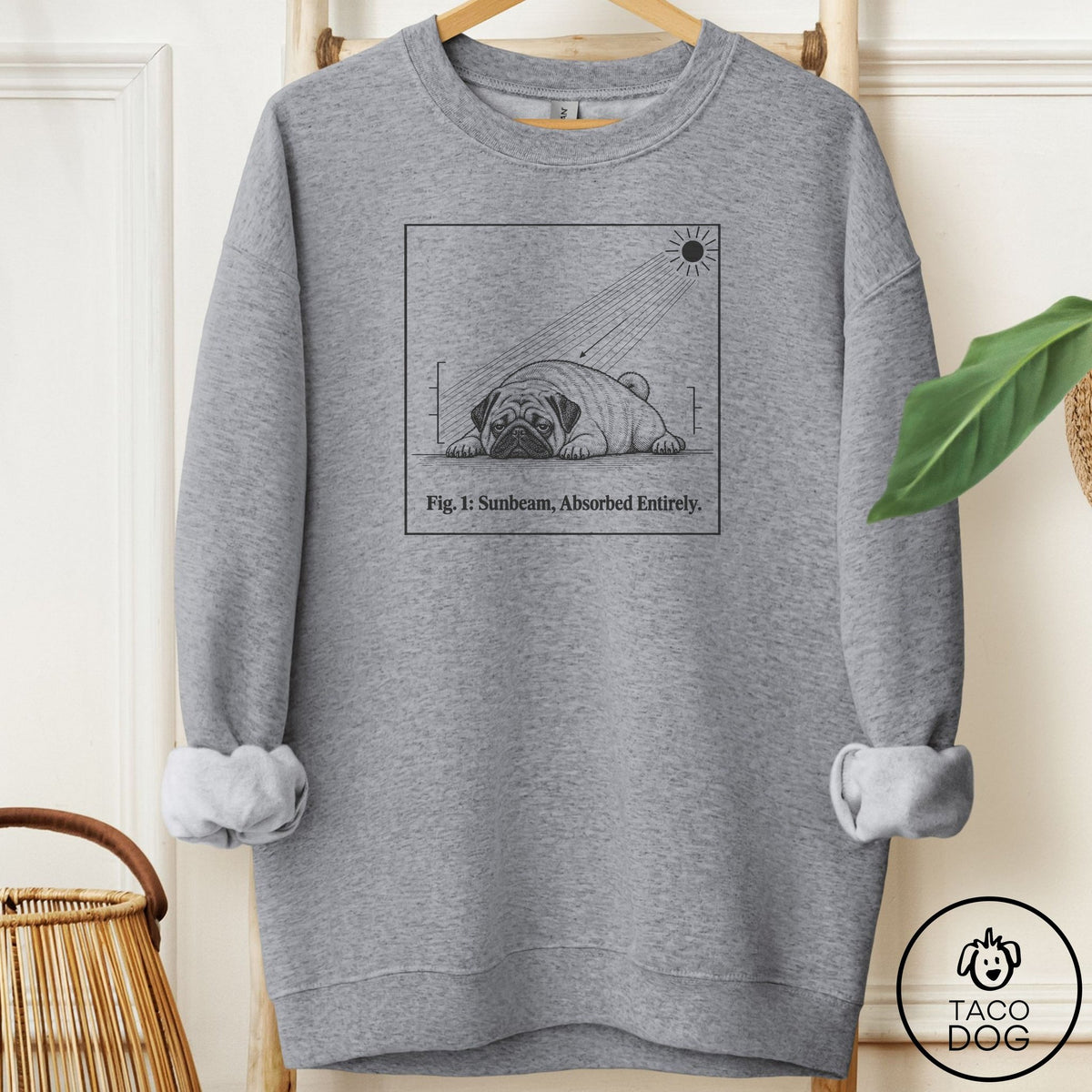Pug Sunbeam Sweatshirt Graphite Heather Taco-Dog