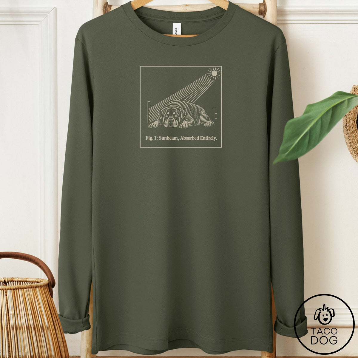 Rottweiler Sunbeam Long Sleeve Tee Military Green Taco-Dog
