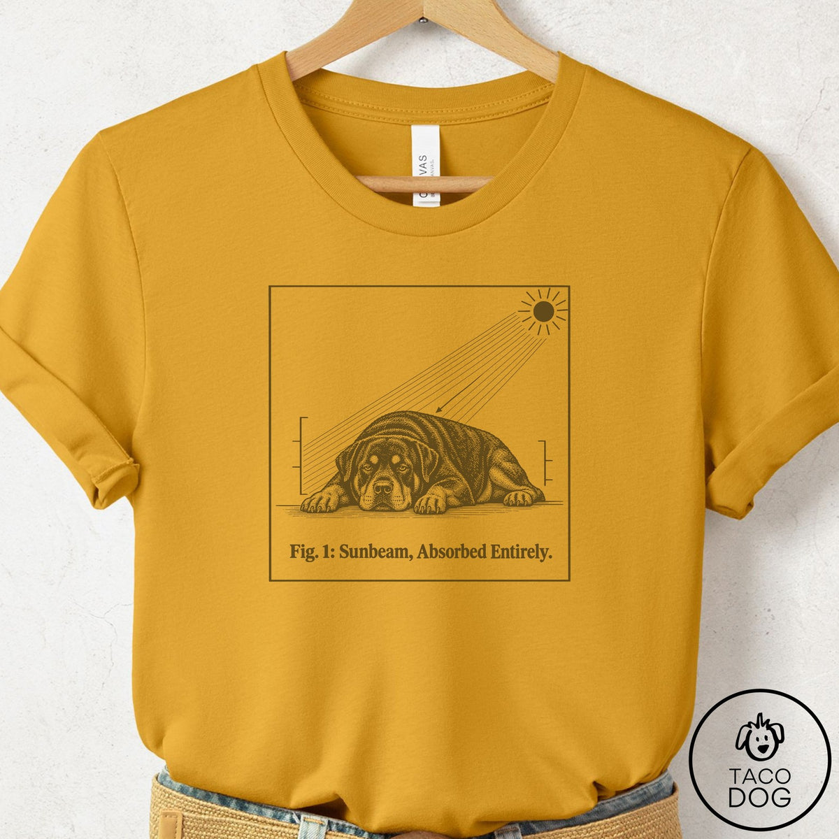 Rottweiler Sunbeam T-Shirt, design close-up