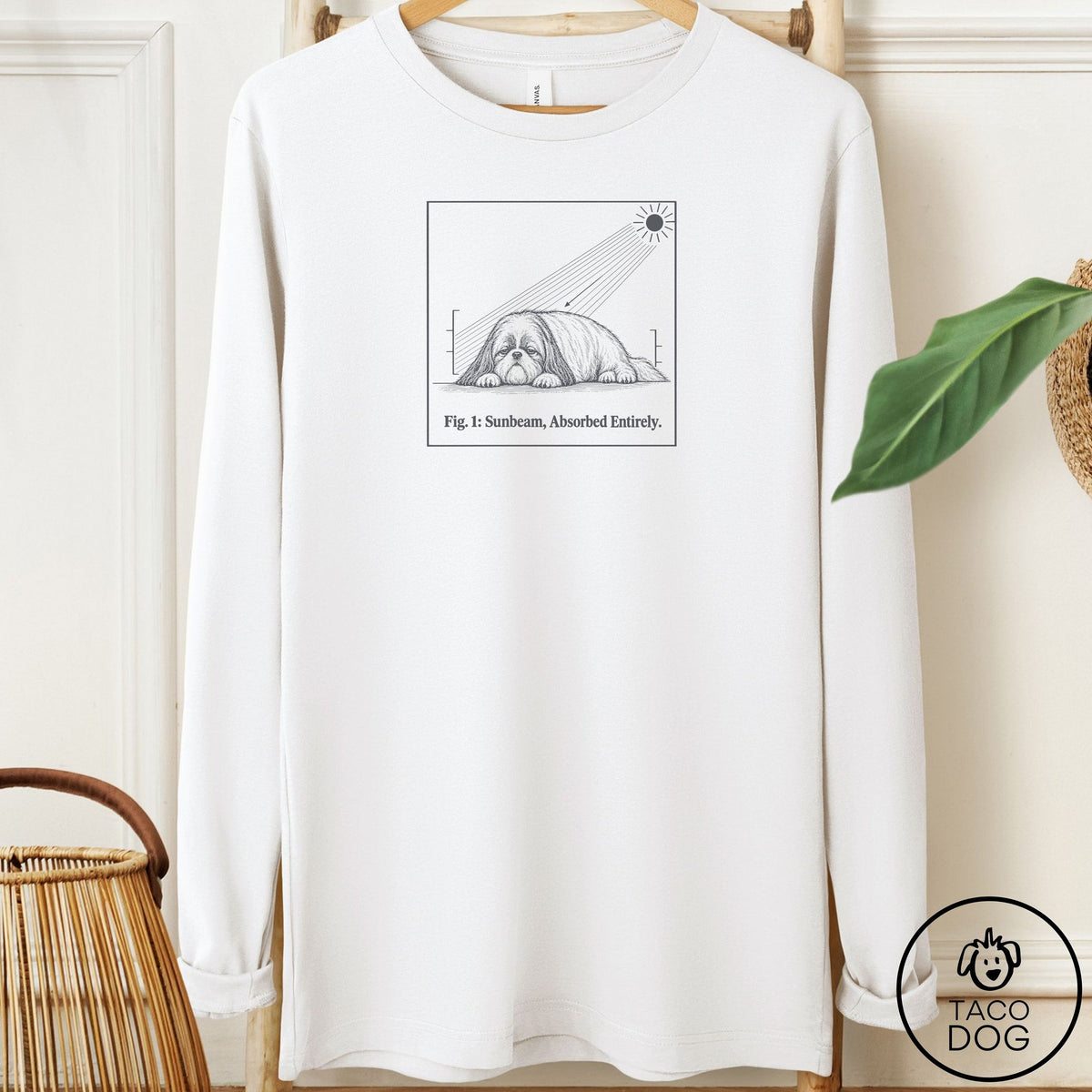 Shih Tzu Sunbeam Long Sleeve Tee White Taco-Dog