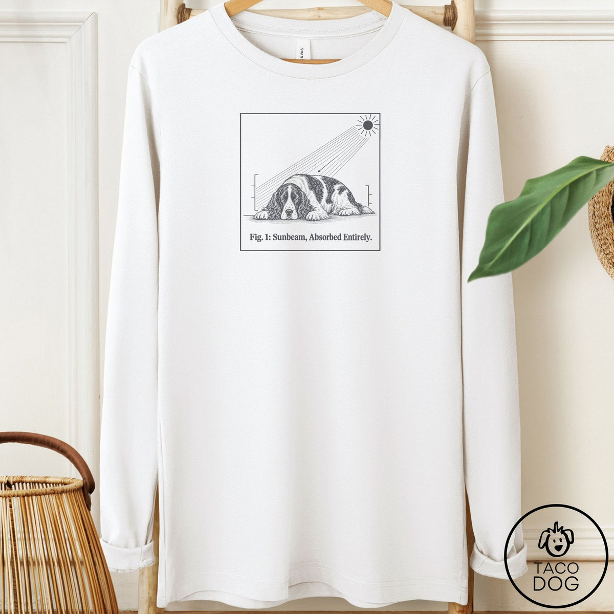 Springer Spaniel Sunbeam Long Sleeve Tee White Taco-Dog