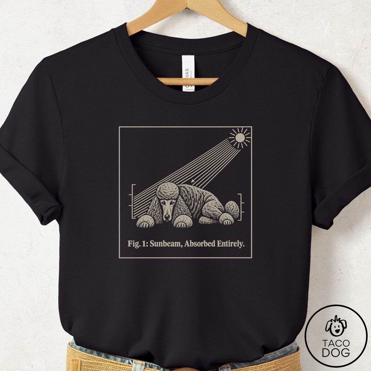 Poodle Sunbeam T-Shirt Black Taco-Dog