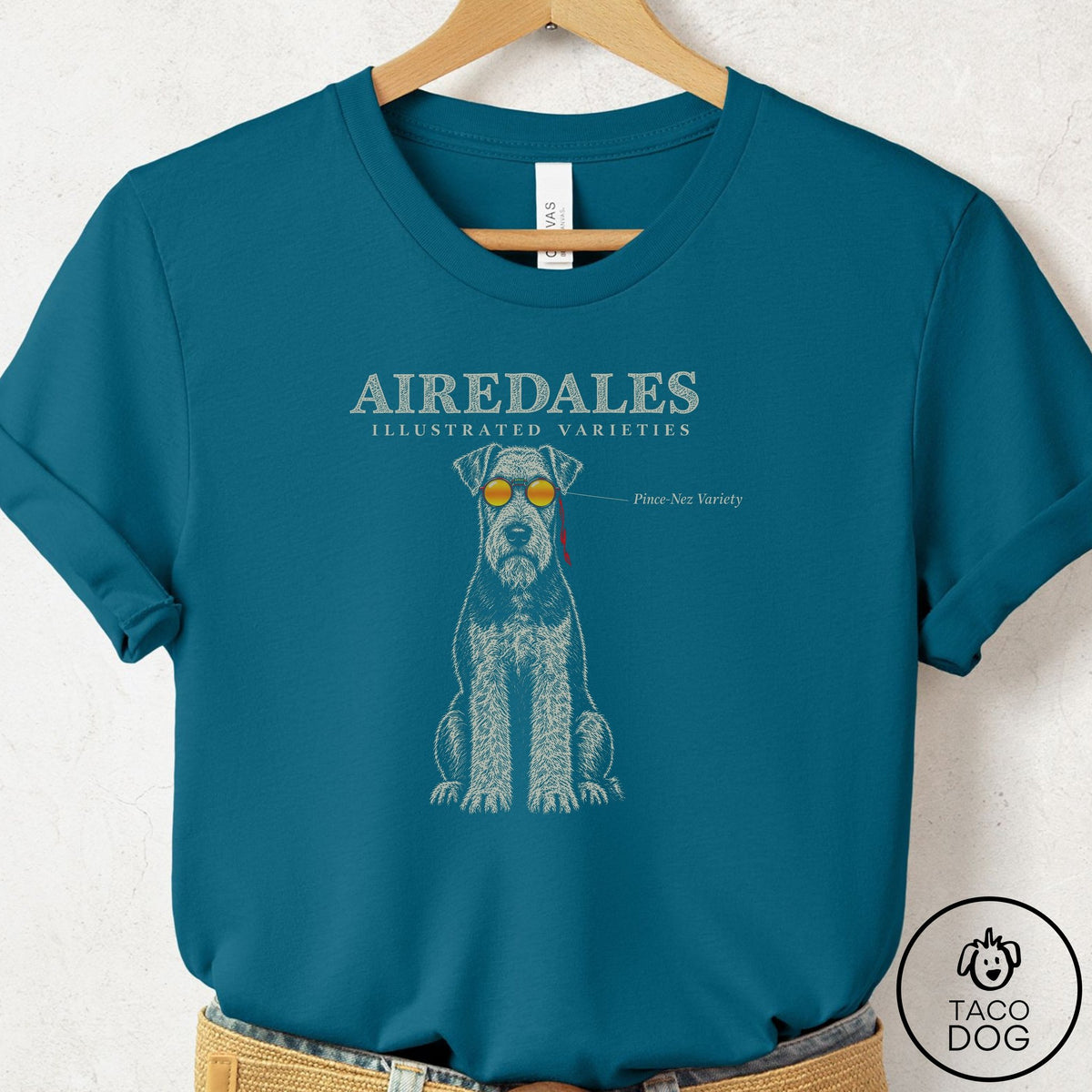 Airedale Sunglasses Field Guide T-Shirt, design close-up