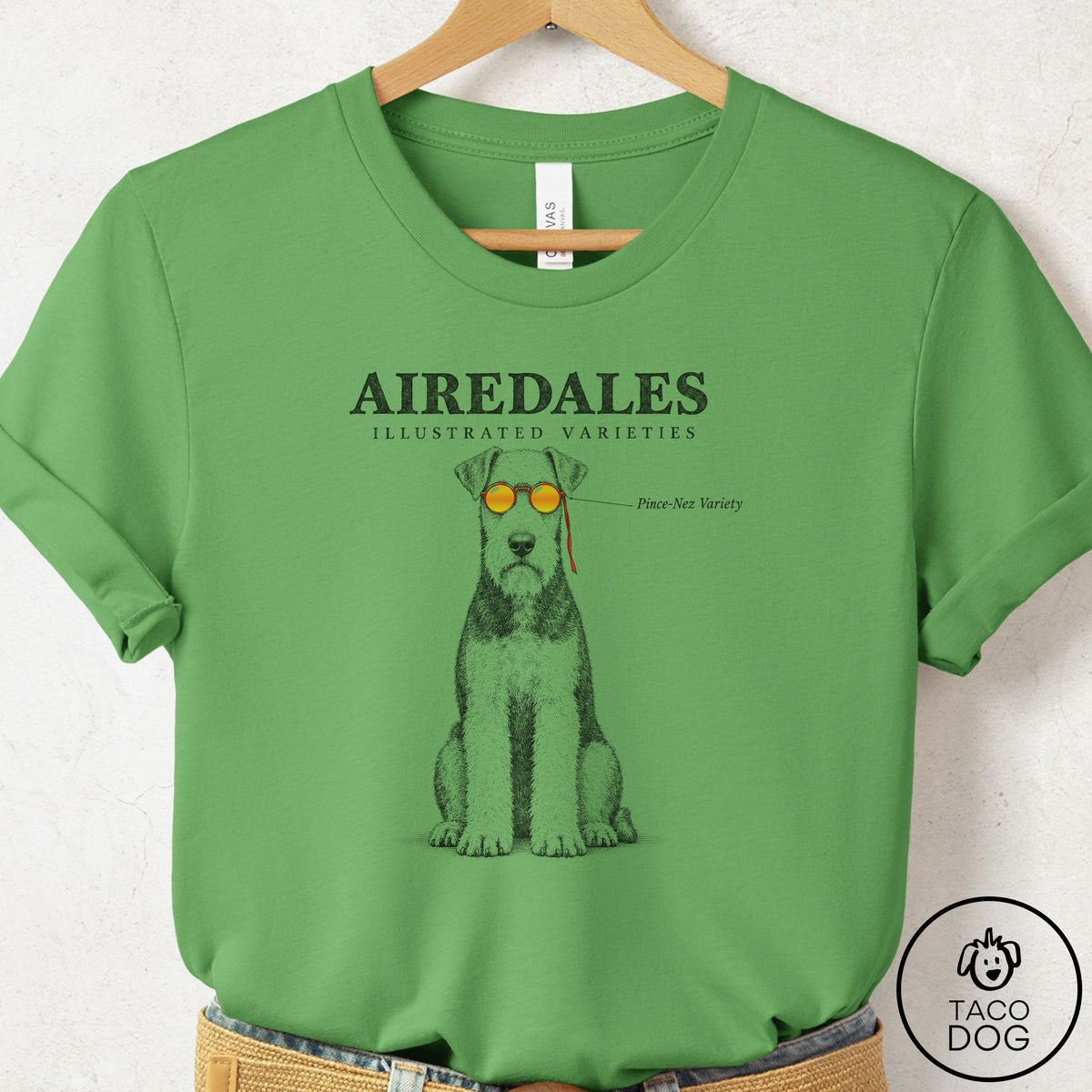 Airedale Sunglasses Field Guide T-Shirt Leaf Taco-Dog