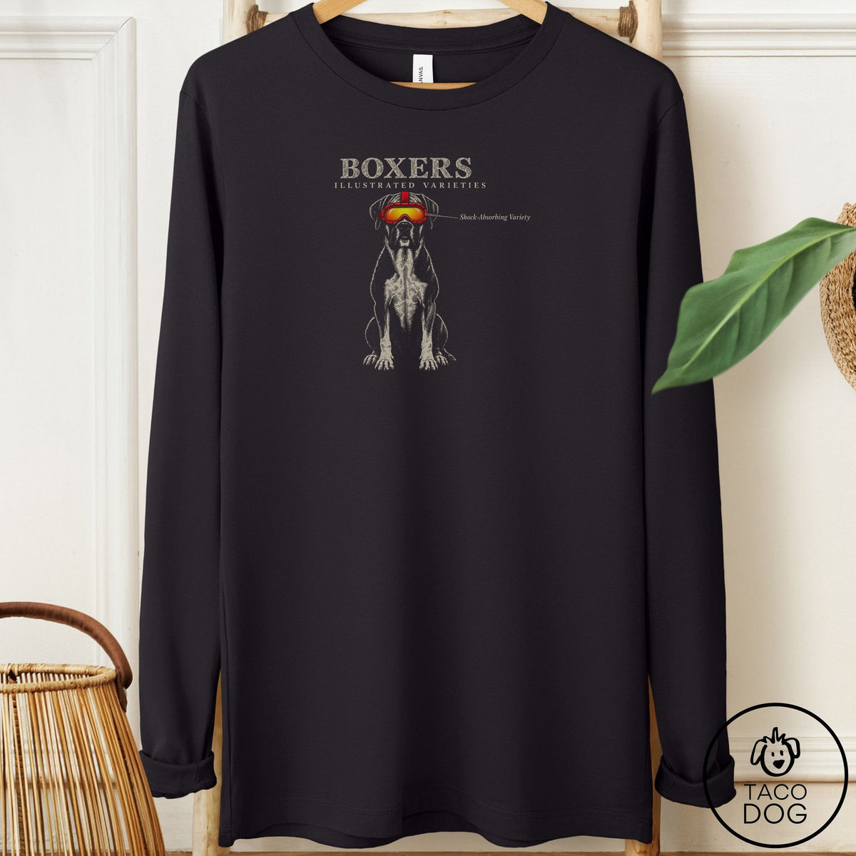 Boxer Sunglasses Field Guide Long Sleeve Tee Black Taco-Dog