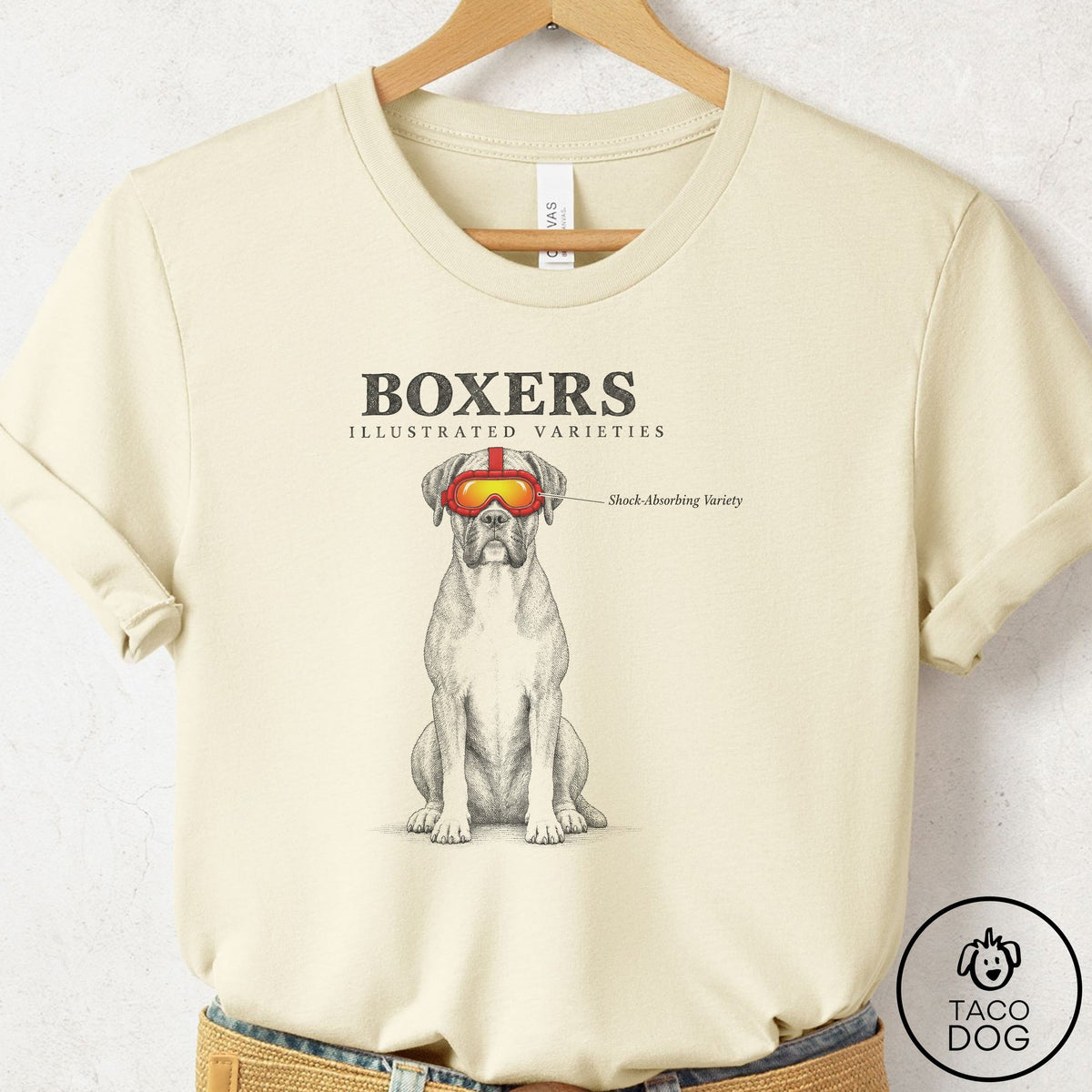 Boxer Sunglasses Field Guide T-Shirt, design close-up