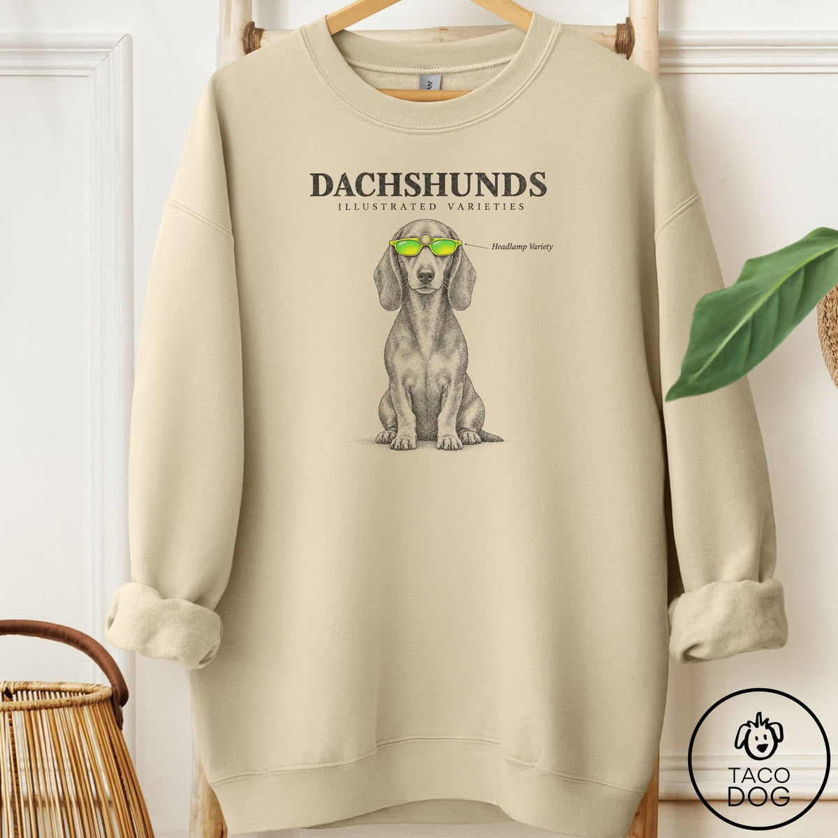 Dachshund Sunglasses Field Guide Sweatshirt Sand Taco-Dog