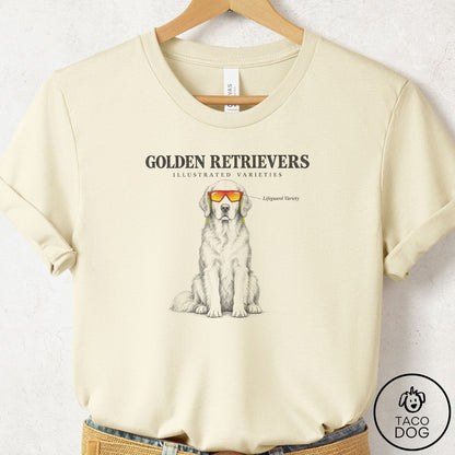 Golden Retriever Sunglasses Field Guide T-Shirt Natural Taco-Dog
