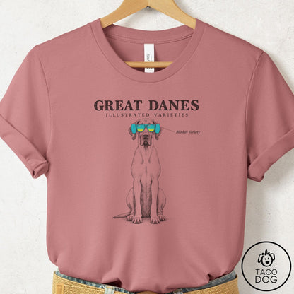 Great Dane Sunglasses Field Guide T-Shirt Mauve Taco-Dog