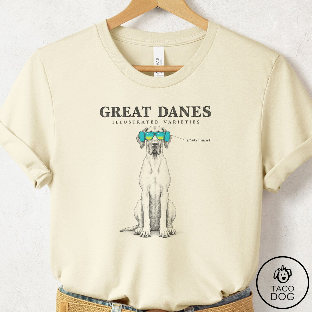 Great Dane Sunglasses Field Guide T-Shirt Natural Taco-Dog