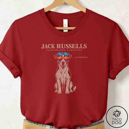 Jack Russell Sunglasses Field Guide T-Shirt Canvas Red Taco-Dog
