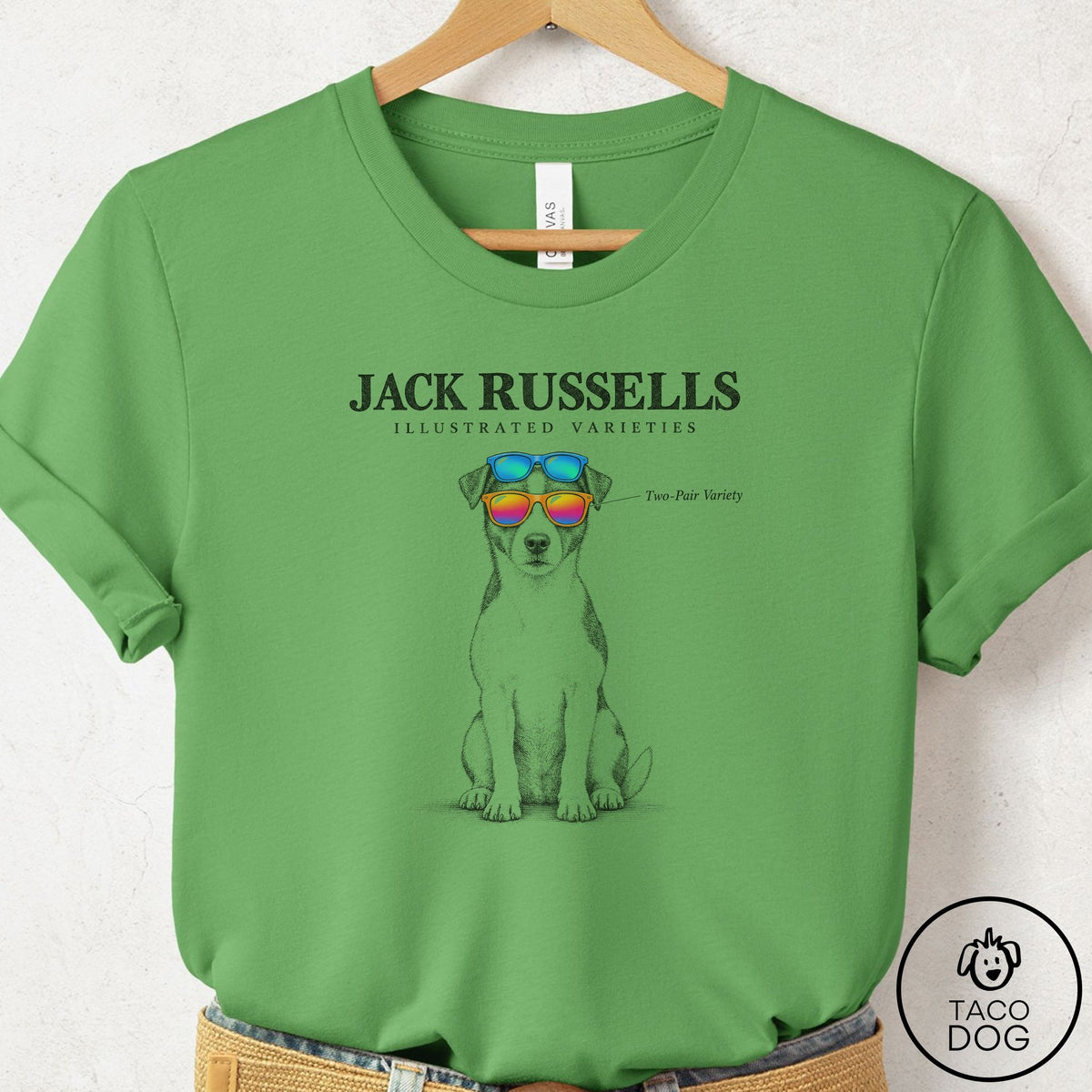 Jack Russell Sunglasses Field Guide T-Shirt, design close-up