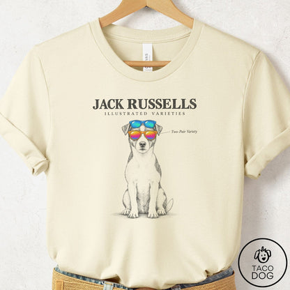Jack Russell Sunglasses Field Guide T-Shirt Natural Taco-Dog