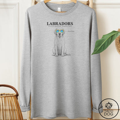 Labrador Retriever Sunglasses Field Guide Long Sleeve Tee Athletic Heather Taco-Dog