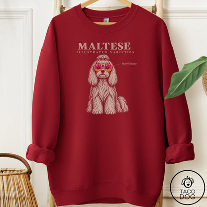 Maltese Sunglasses Field Guide Sweatshirt Garnet Taco-Dog