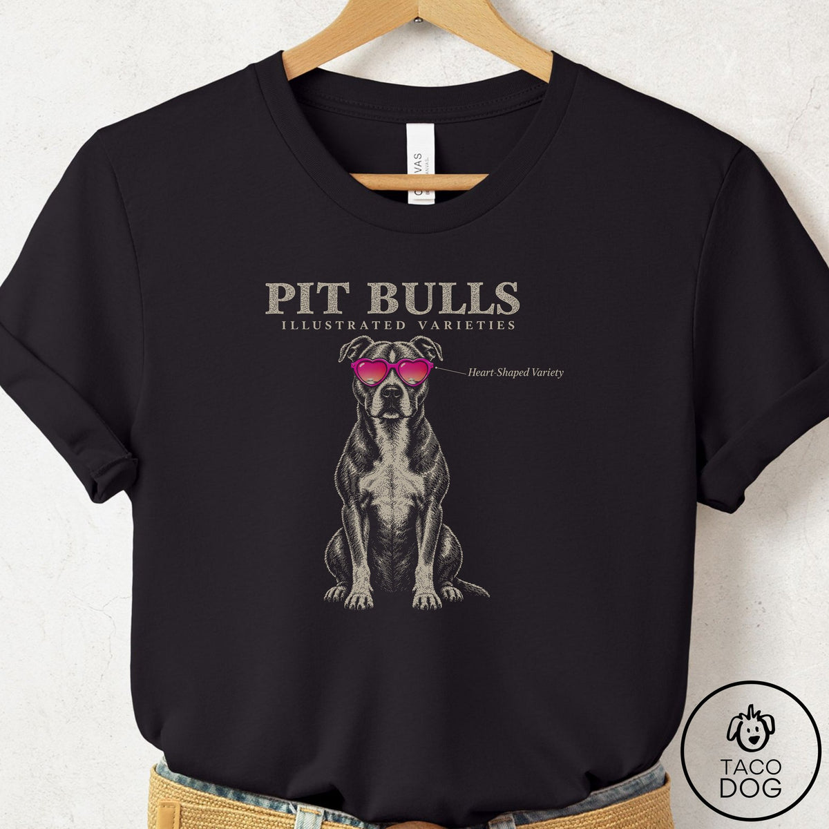 Pitbull Sunglasses Field Guide T-Shirt, design close-up
