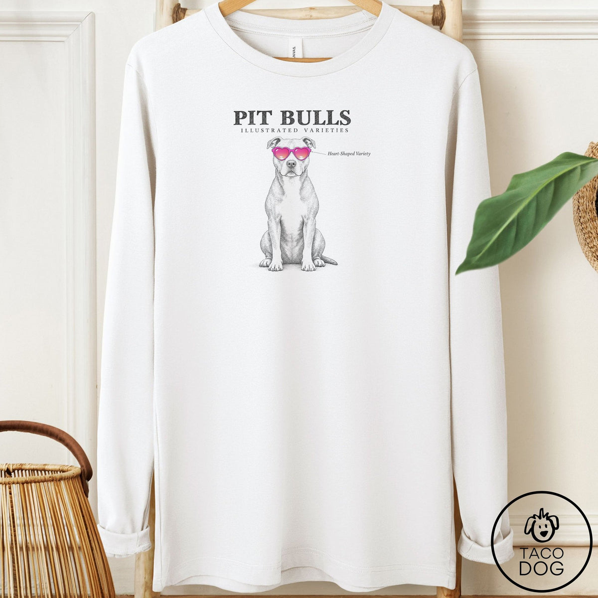 Pitbull Sunglasses Field Guide Long Sleeve Tee White Taco-Dog