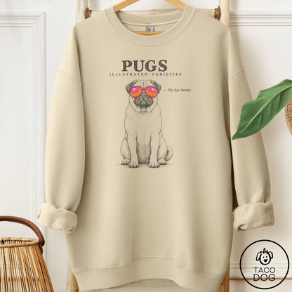 Pug Sunglasses Field Guide Sweatshirt Sand Taco-Dog