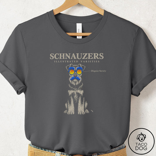 Schnauzer Sunglasses Field Guide T-Shirt Asphalt Taco-Dog