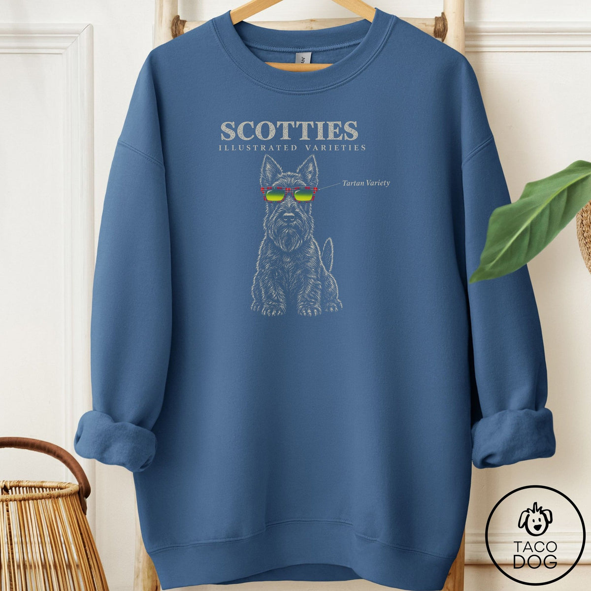 Scottie Sunglasses Field Guide Sweatshirt Indigo Blue Taco-Dog
