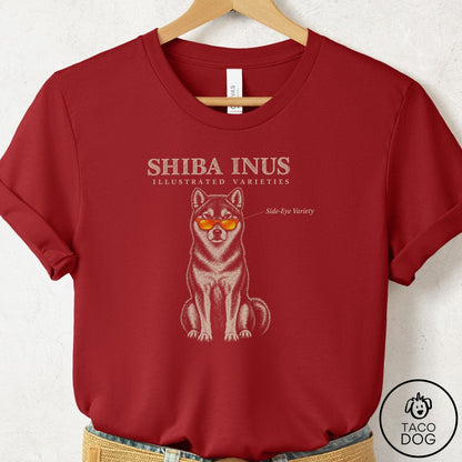 Shiba Inu Sunglasses Field Guide T-Shirt Canvas Red Taco-Dog