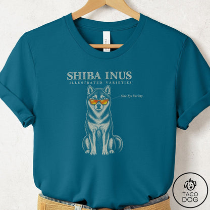 Shiba Inu Sunglasses Field Guide T-Shirt Deep Teal Taco-Dog