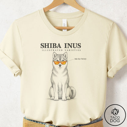 Shiba Inu Sunglasses Field Guide T-Shirt Natural Taco-Dog
