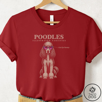 Poodle Sunglasses Field Guide T-Shirt Canvas Red Taco-Dog
