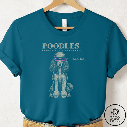 Poodle Sunglasses Field Guide T-Shirt Deep Teal Taco-Dog