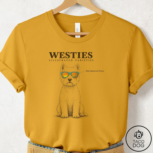 Westie Sunglasses Field Guide T-Shirt Mustard Taco-Dog