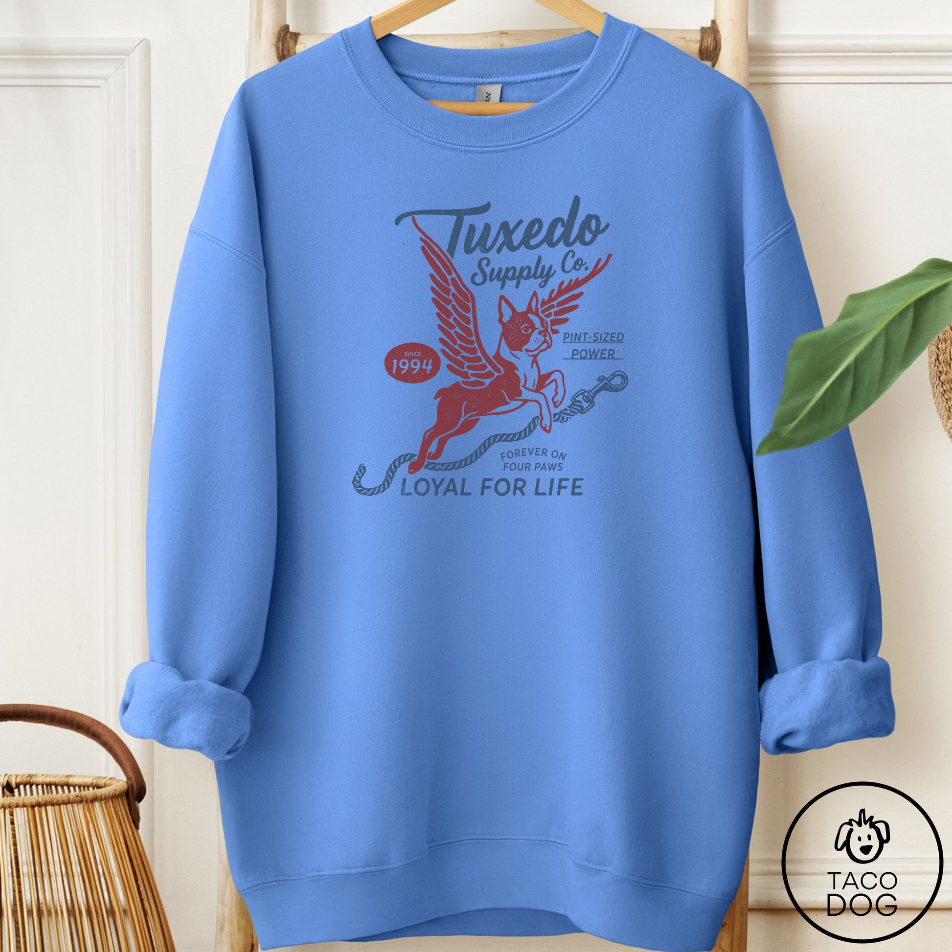 Boston Terrier Supply Sweatshirt Carolina Blue Taco-Dog