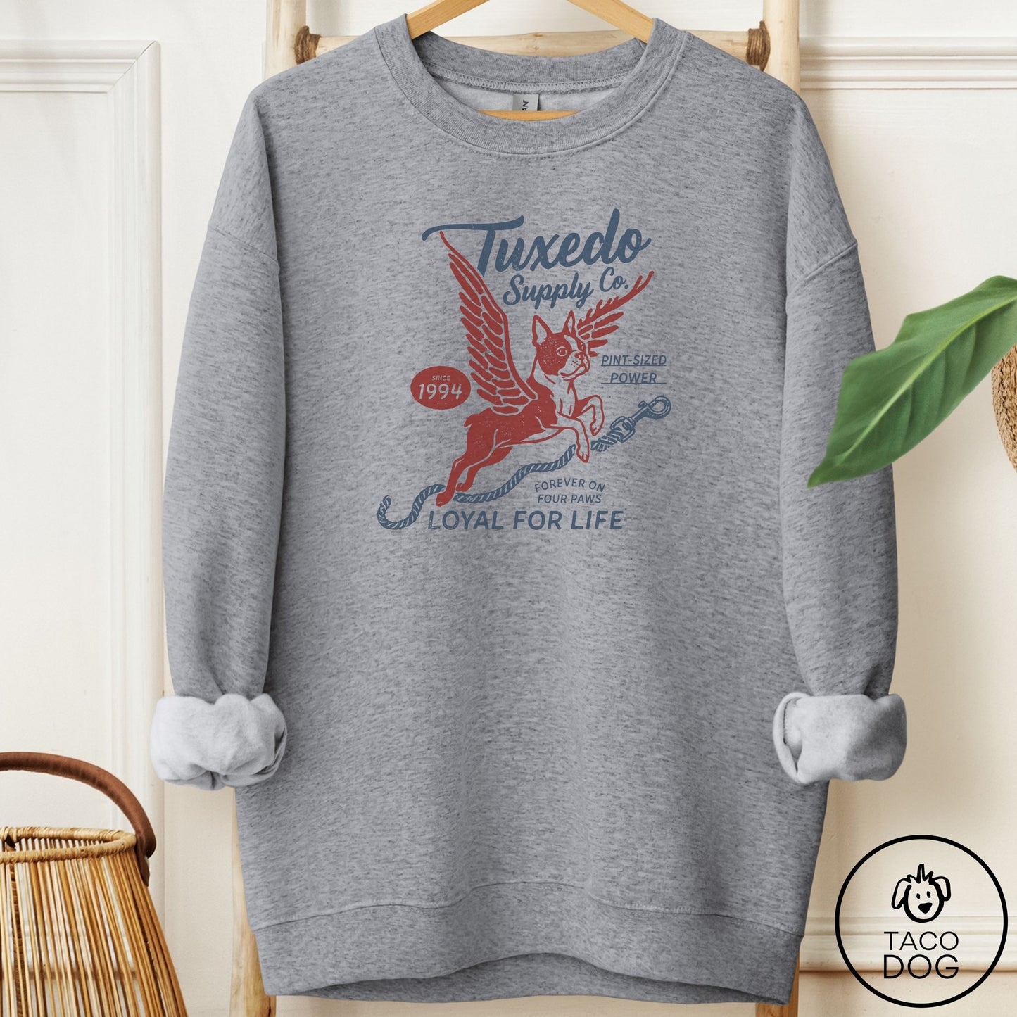 Boston Terrier Supply Sweatshirt Graphite Heather Taco-Dog