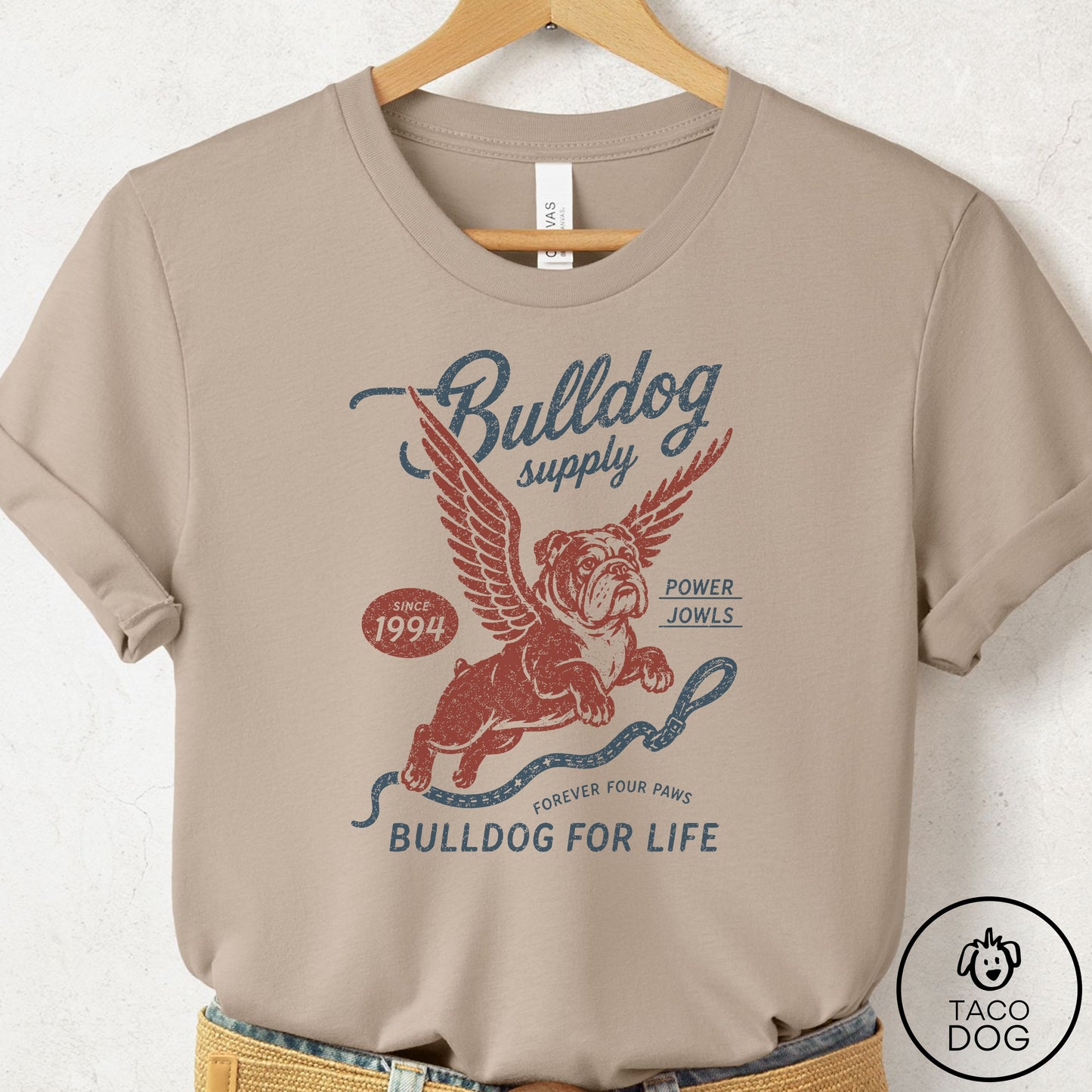 English Bulldog Supply T-Shirt Tan Taco-Dog