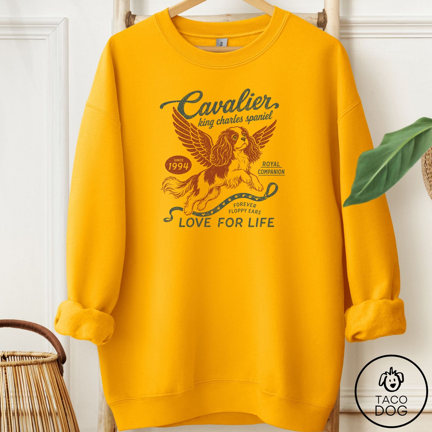 Cavalier King Charles Spaniel Supply Sweatshirt Gold Taco-Dog