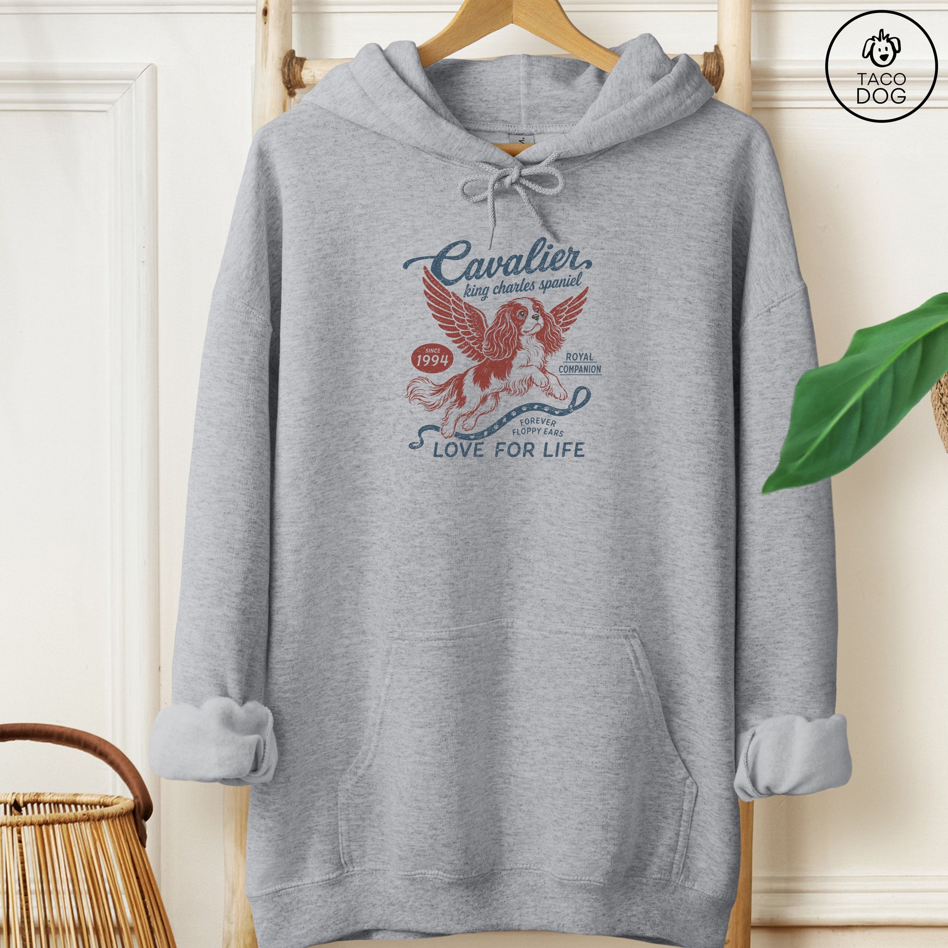 Cavalier King Charles Spaniel Supply Hoodie Graphite Heather Taco-Dog