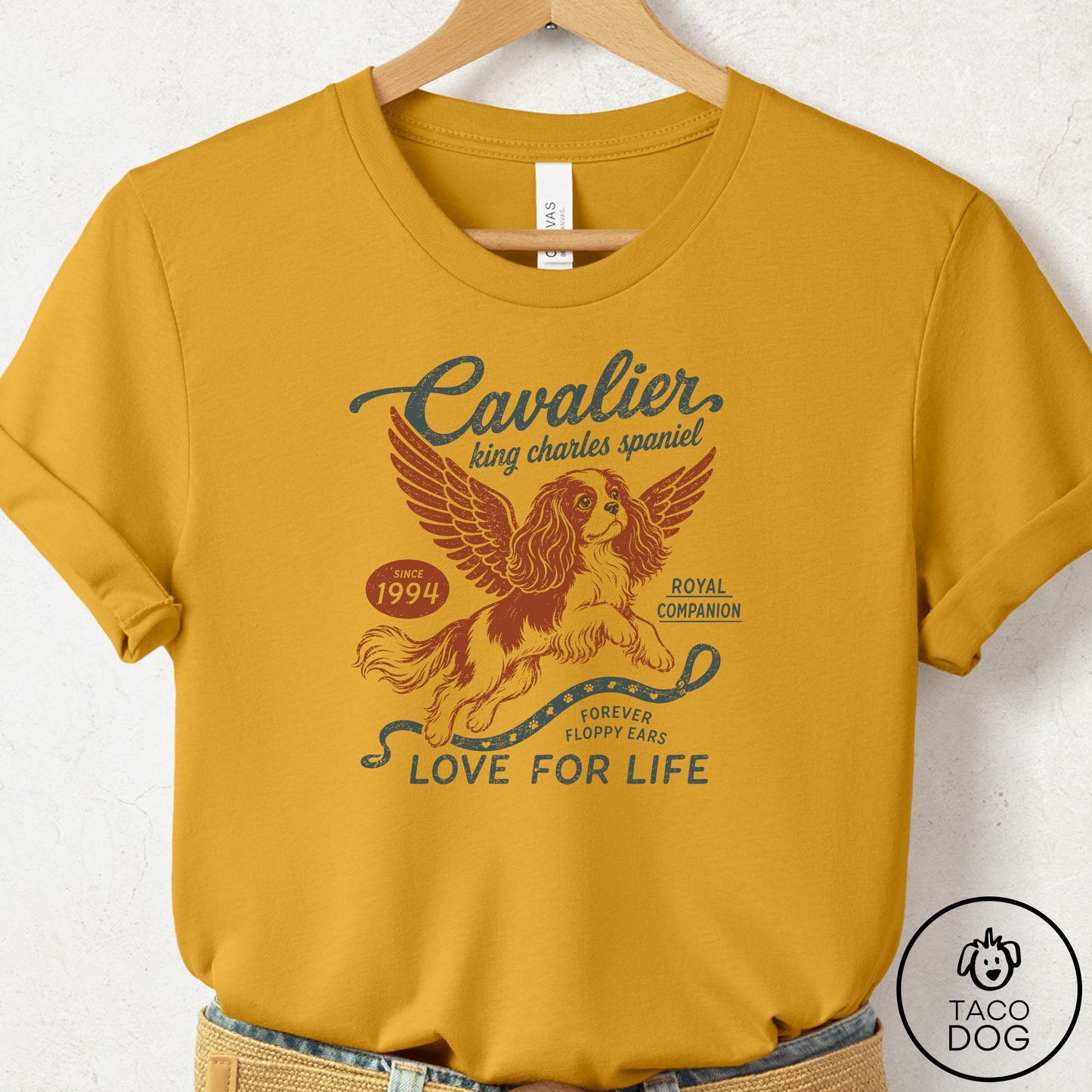 Cavalier King Charles Spaniel Supply T-Shirt Mustard Taco-Dog