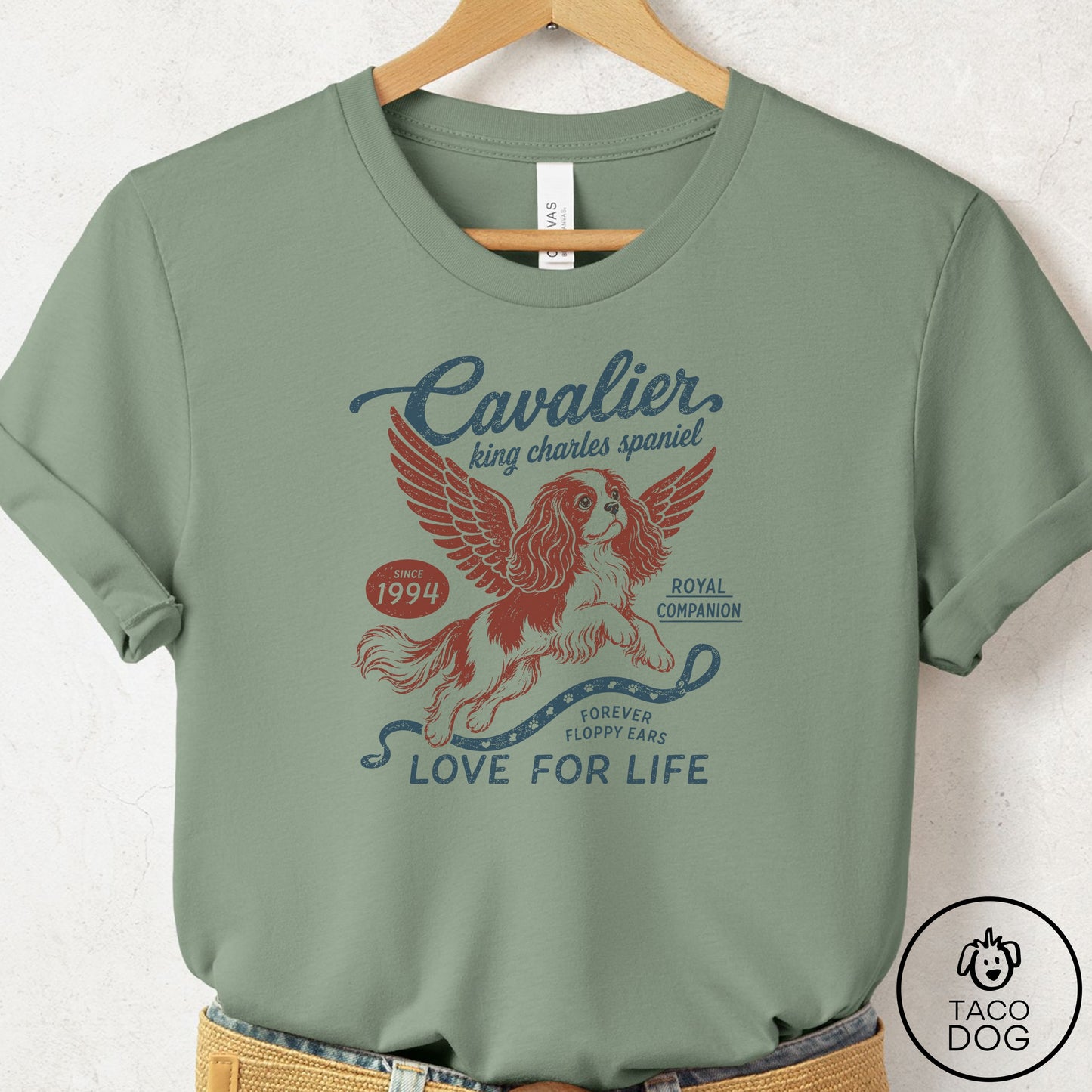 Cavalier King Charles Spaniel Supply T-Shirt Sage Taco-Dog