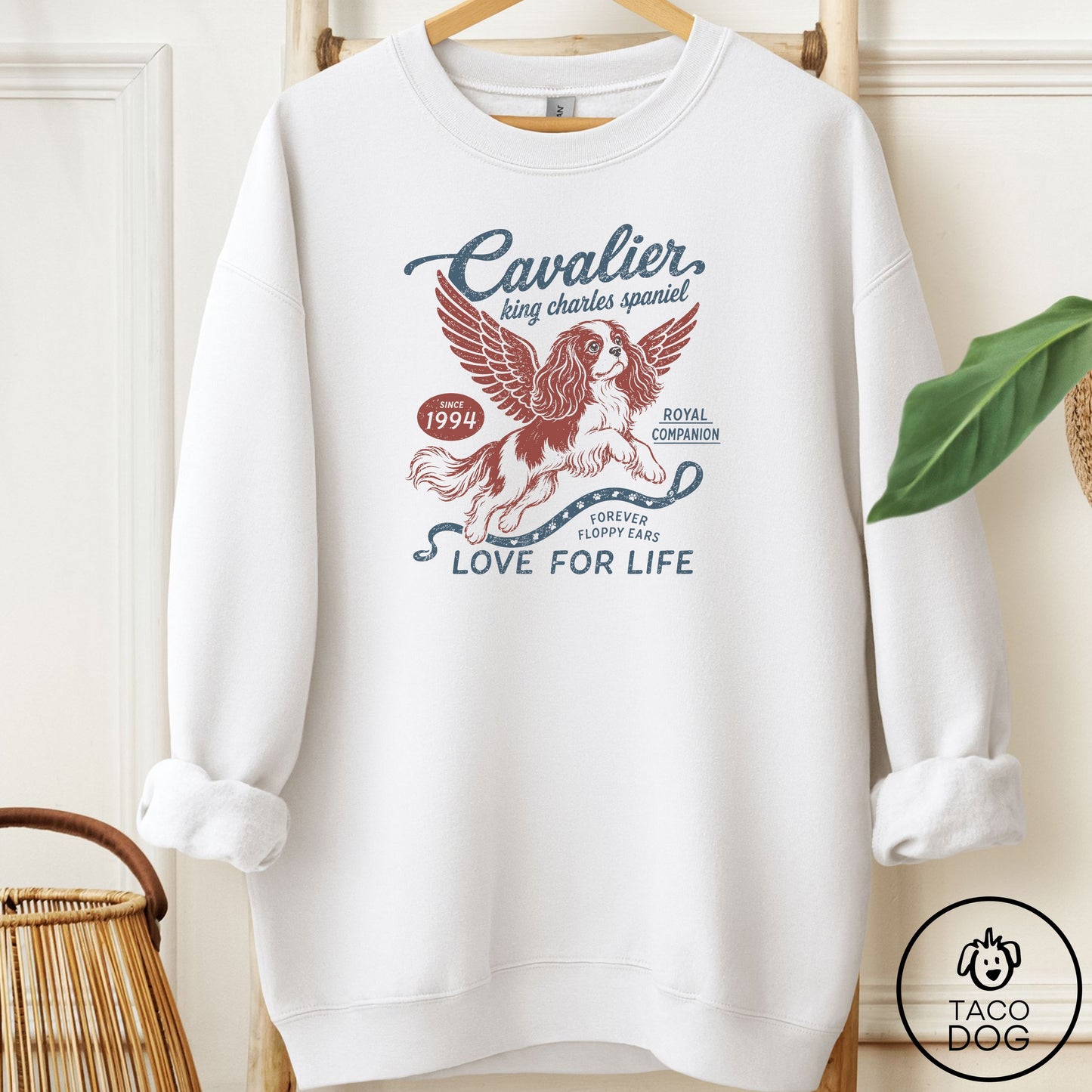 Cavalier King Charles Spaniel Supply Sweatshirt White Taco-Dog