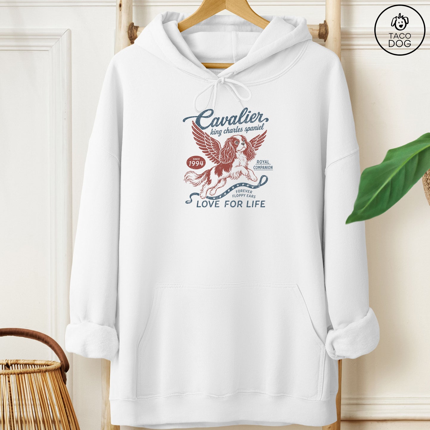 Cavalier King Charles Spaniel Supply Hoodie White Taco-Dog