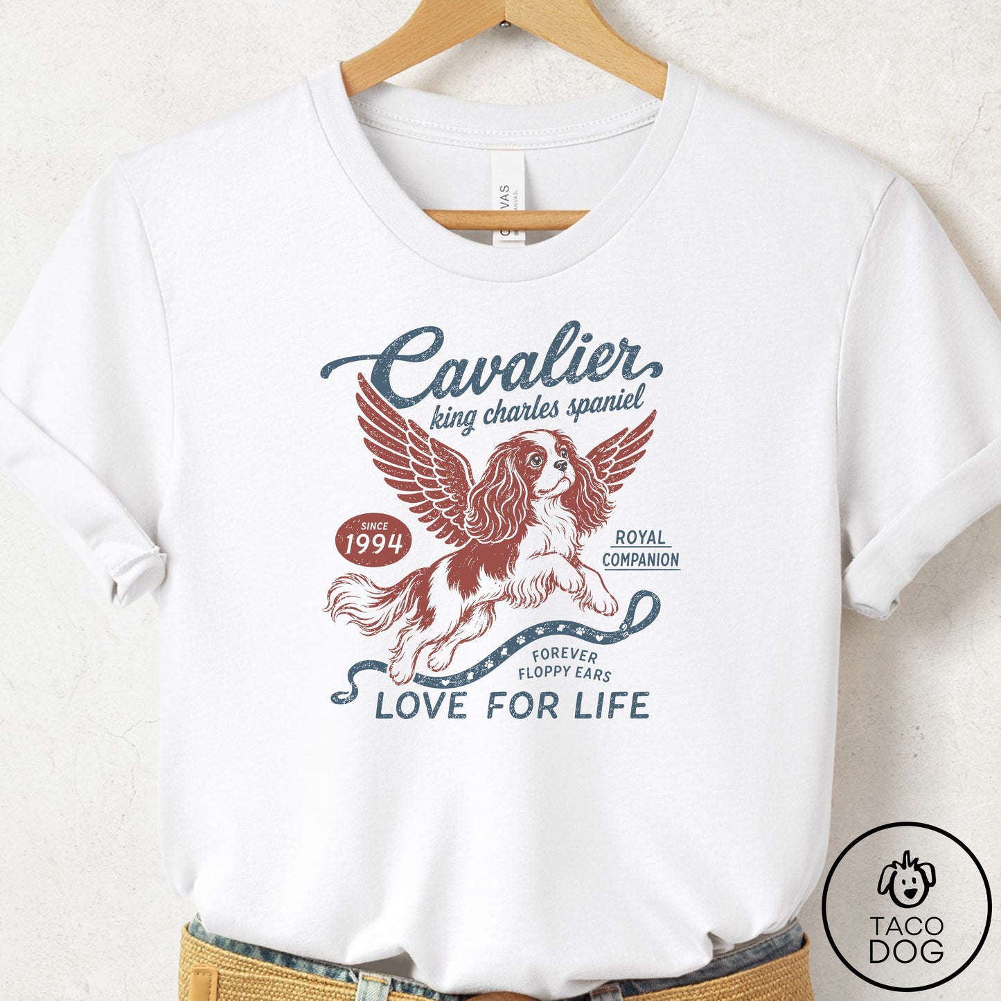 Cavalier King Charles Spaniel Supply T-Shirt White Taco-Dog
