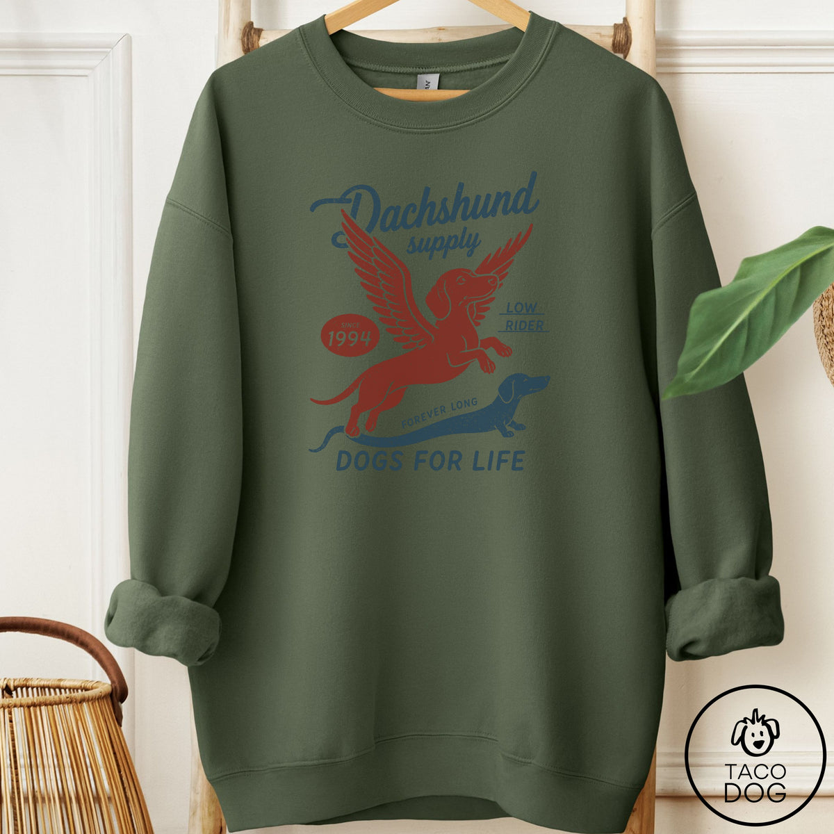 Dachshund Supply Sweatshirt Military Green S Taco-Dog