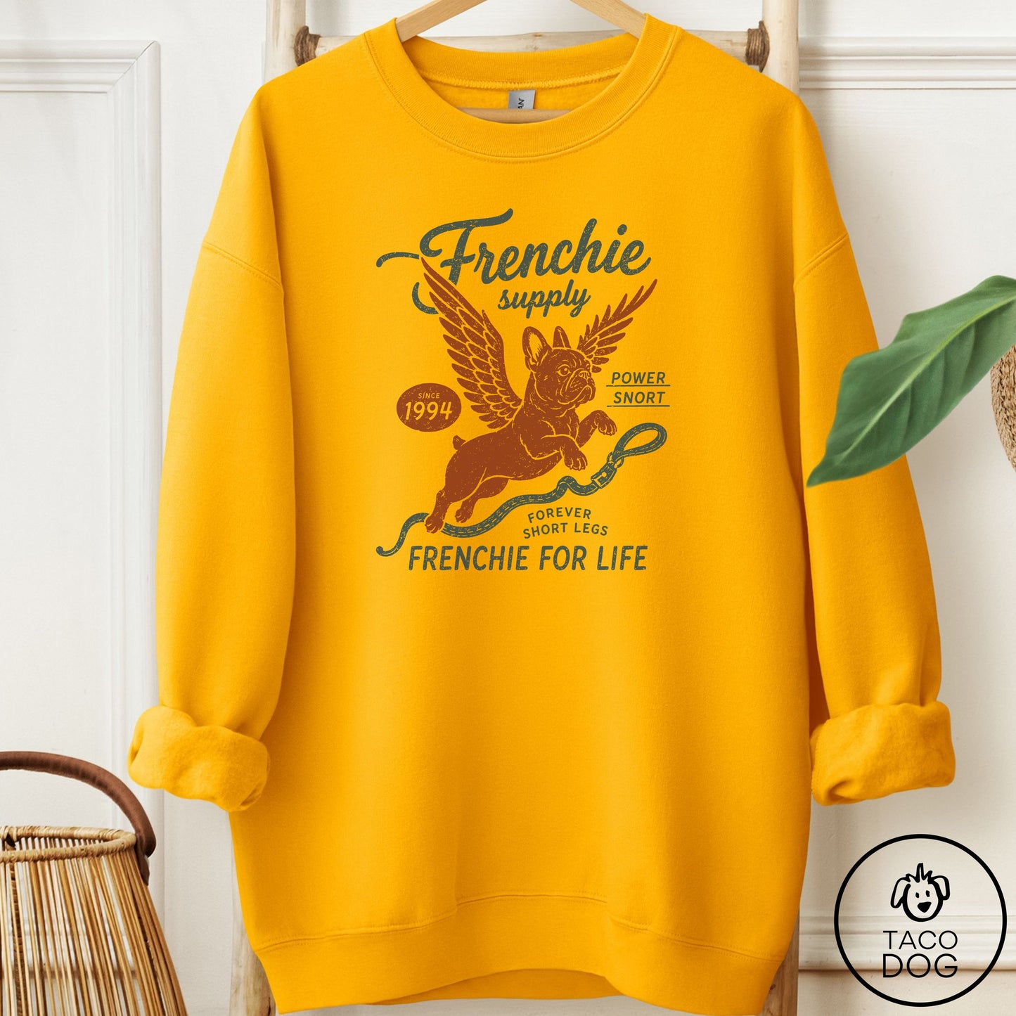 French Bulldog Frenchie Supply Sweatshirt Gold Taco-Dog