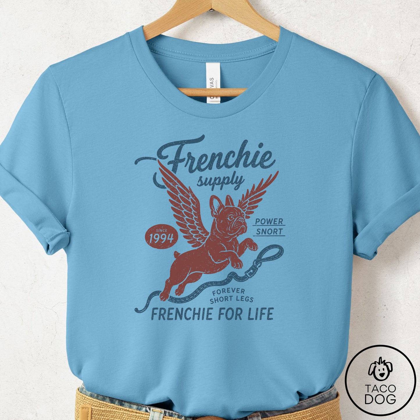 French Bulldog Frenchie Supply T-Shirt Ocean Blue Taco-Dog