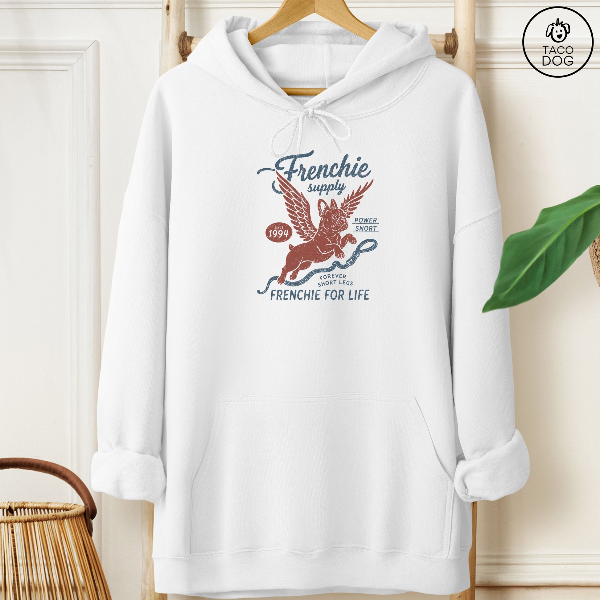 French Bulldog Frenchie Supply Hoodie White Taco-Dog