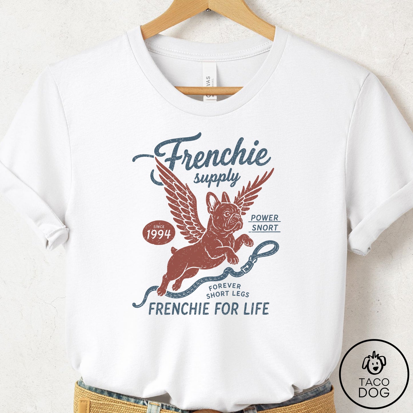 French Bulldog Frenchie Supply T-Shirt White Taco-Dog